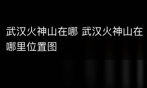 武汉火神山在哪 武汉火神山在哪里位置图