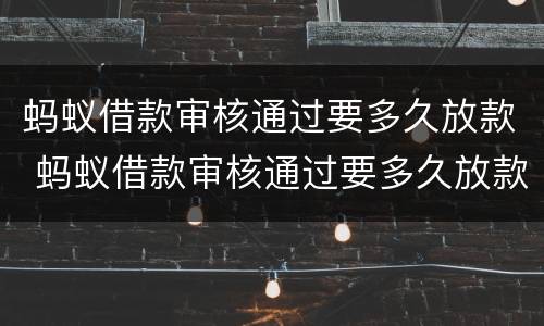 蚂蚁借款审核通过要多久放款 蚂蚁借款审核通过要多久放款到账