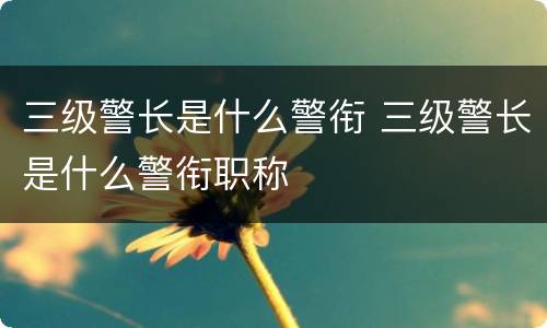 三级警长是什么警衔 三级警长是什么警衔职称