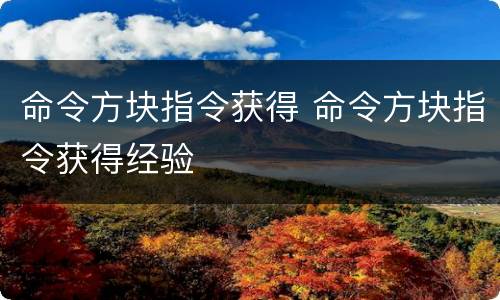 命令方块指令获得 命令方块指令获得经验