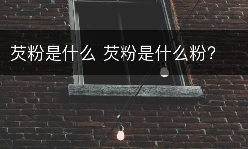 芡粉是什么 芡粉是什么粉?