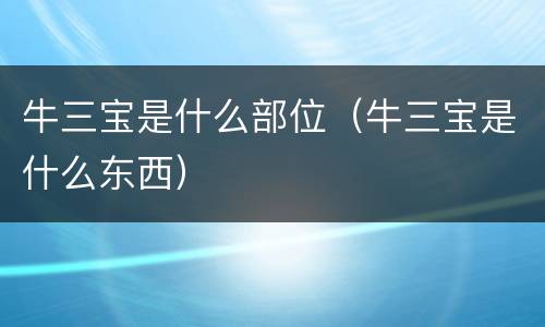 牛三宝是什么部位（牛三宝是什么东西）