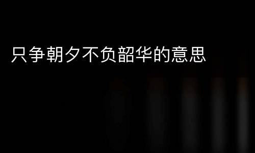 只争朝夕不负韶华的意思