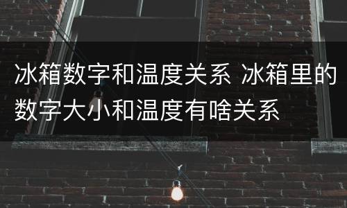 冰箱数字和温度关系 冰箱里的数字大小和温度有啥关系