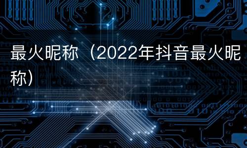 最火昵称（2022年抖音最火昵称）