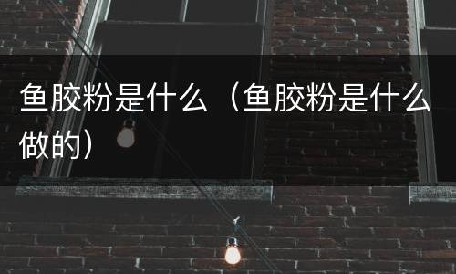 鱼胶粉是什么（鱼胶粉是什么做的）