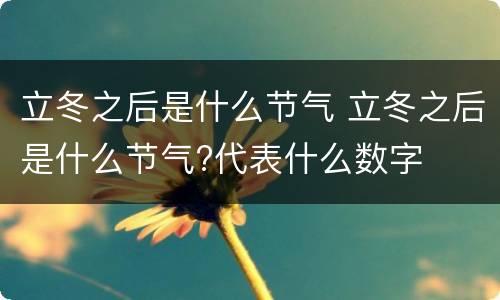 立冬之后是什么节气 立冬之后是什么节气?代表什么数字