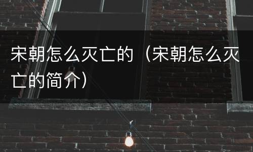 宋朝怎么灭亡的（宋朝怎么灭亡的简介）
