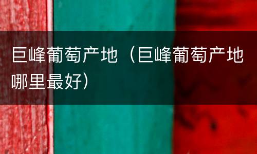 巨峰葡萄产地（巨峰葡萄产地哪里最好）