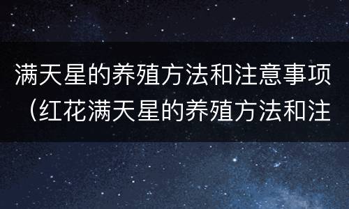 满天星的养殖方法和注意事项（红花满天星的养殖方法和注意事项）
