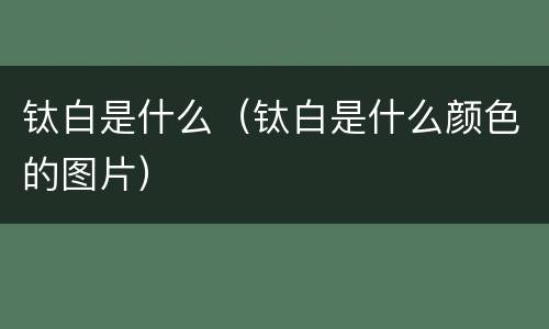 钛白是什么（钛白是什么颜色的图片）