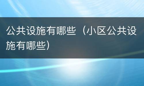 公共设施有哪些（小区公共设施有哪些）