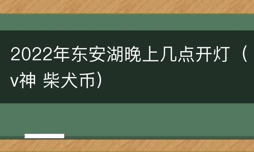 2022年东安湖晚上几点开灯（v神 柴犬币）