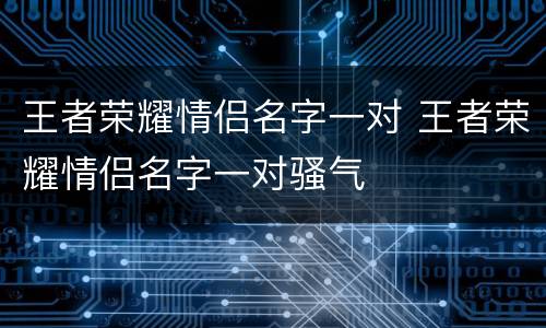 王者荣耀情侣名字一对 王者荣耀情侣名字一对骚气
