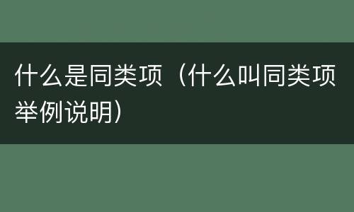 什么是同类项（什么叫同类项举例说明）