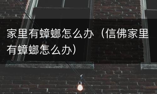 家里有蟑螂怎么办（信佛家里有蟑螂怎么办）
