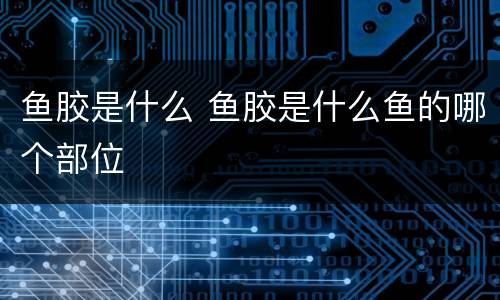 鱼胶是什么 鱼胶是什么鱼的哪个部位