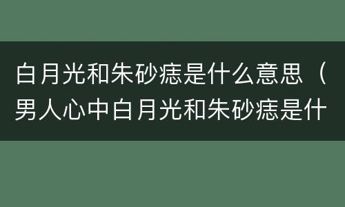 白月光和朱砂痣是什么意思（男人心中白月光和朱砂痣是什么意思）