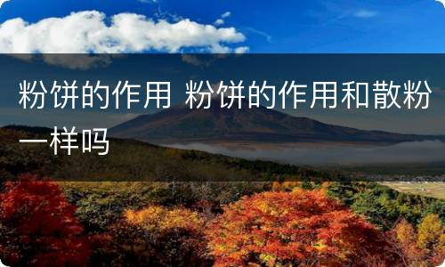 粉饼的作用 粉饼的作用和散粉一样吗