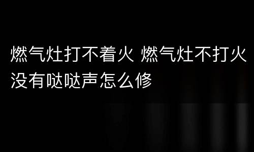 燃气灶打不着火 燃气灶不打火没有哒哒声怎么修