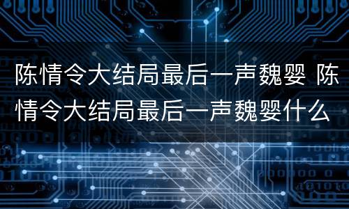 陈情令大结局最后一声魏婴 陈情令大结局最后一声魏婴什么意思
