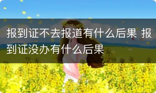 报到证不去报道有什么后果 报到证没办有什么后果