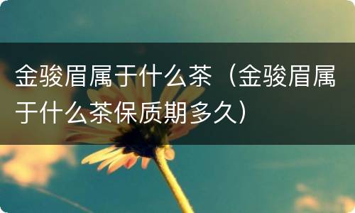 金骏眉属于什么茶（金骏眉属于什么茶保质期多久）