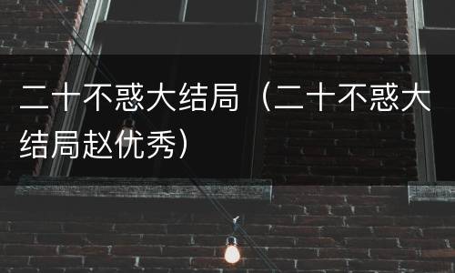 二十不惑大结局（二十不惑大结局赵优秀）
