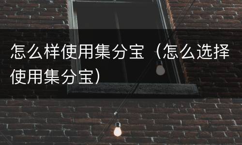 怎么样使用集分宝（怎么选择使用集分宝）