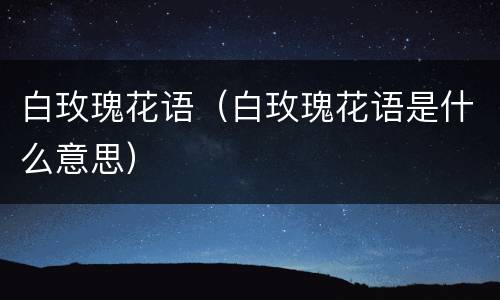 白玫瑰花语（白玫瑰花语是什么意思）