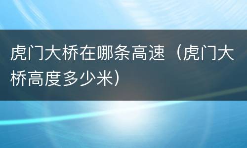 虎门大桥在哪条高速（虎门大桥高度多少米）