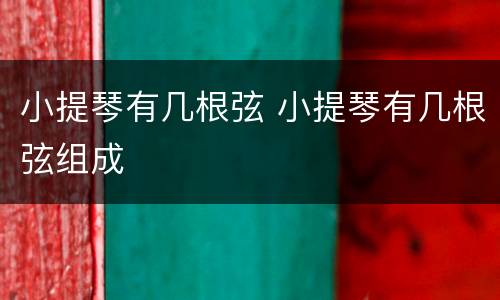 小提琴有几根弦 小提琴有几根弦组成