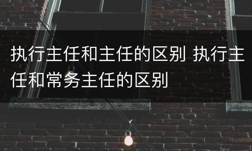 执行主任和主任的区别 执行主任和常务主任的区别