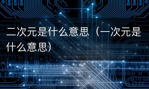 二次元是什么意思（一次元是什么意思）