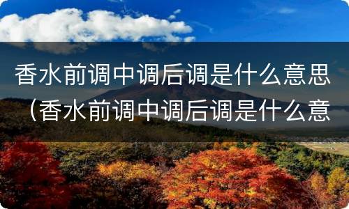 香水前调中调后调是什么意思（香水前调中调后调是什么意思怎么读）