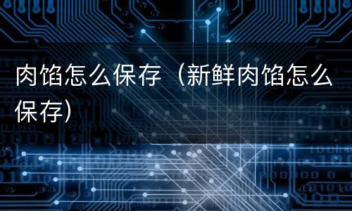 肉馅怎么保存（新鲜肉馅怎么保存）