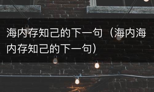 海内存知己的下一句（海内海内存知己的下一句）