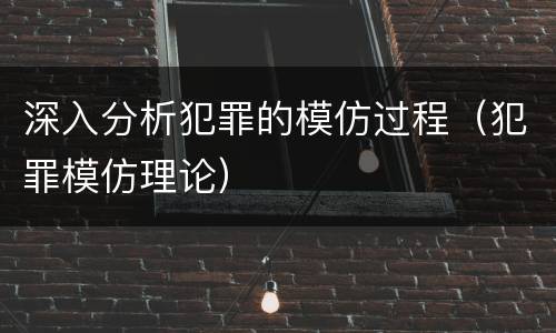 深入分析犯罪的模仿过程（犯罪模仿理论）