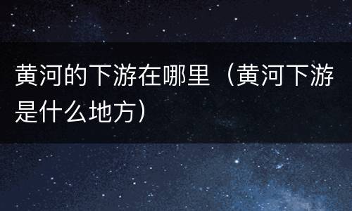 黄河的下游在哪里（黄河下游是什么地方）