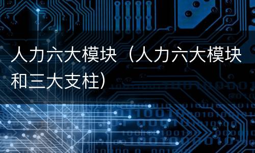 人力六大模块（人力六大模块和三大支柱）
