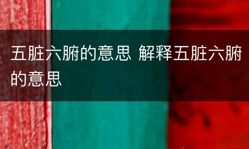 五脏六腑的意思 解释五脏六腑的意思
