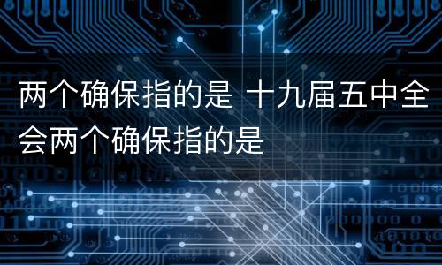 两个确保指的是 十九届五中全会两个确保指的是