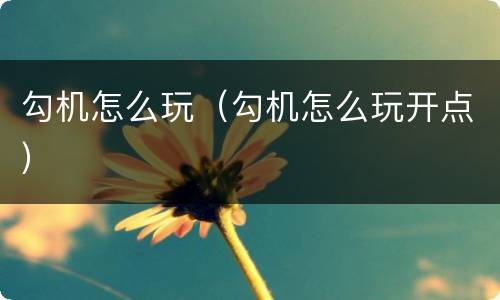 勾机怎么玩（勾机怎么玩开点）