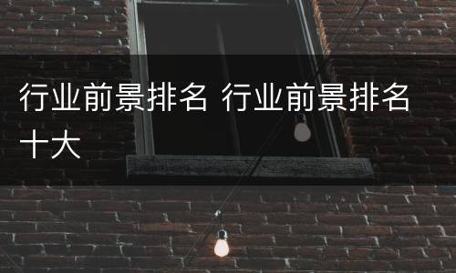 行业前景排名 行业前景排名 十大
