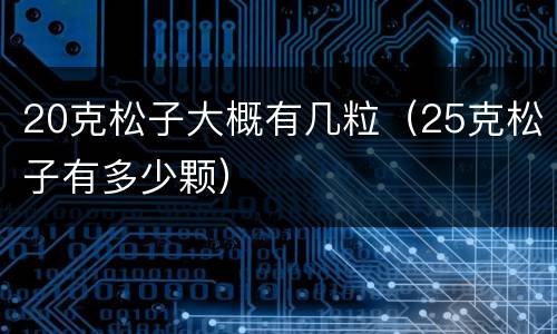 20克松子大概有几粒（25克松子有多少颗）