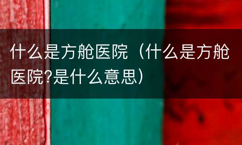 什么是方舱医院（什么是方舱医院?是什么意思）