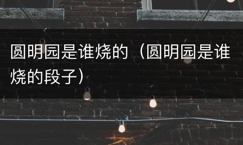 圆明园是谁烧的（圆明园是谁烧的段子）