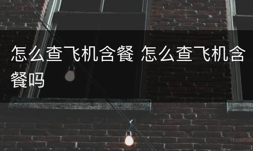 怎么查飞机含餐 怎么查飞机含餐吗