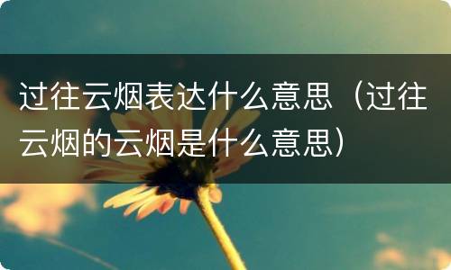 过往云烟表达什么意思（过往云烟的云烟是什么意思）