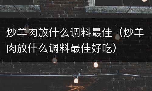 炒羊肉放什么调料最佳（炒羊肉放什么调料最佳好吃）